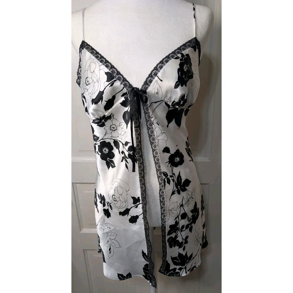 Victoria Secret Flyaway Black White Babydoll Women's Slip Dress Y2K M(832)